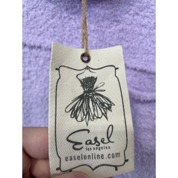 Easel Purple Plush Sweater Size Large Textured Sweater Cozy Patch Pocket Purple - Picture 2 of 6